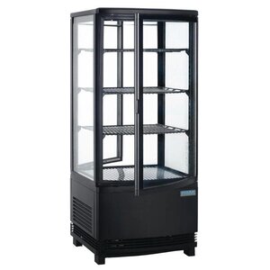 Polar Vitrine Réfrigérée Noire | Portes Incurvées | 88 Litres | 429x425x980(h)mm