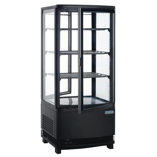 Polar Vitrine Réfrigérée Noire | Portes Incurvées | 88 Litres | 429x425x980(h)mm