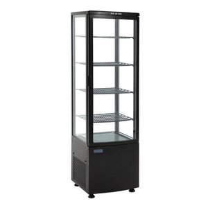 Polar Vitrine Réfrigérée Noire | Portes Incurvées | 235 Litres | 485x515x1690(h)mm
