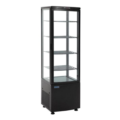 Polar Vitrine Réfrigérée Noire | Portes Incurvées | 235 Litres | 485x515x1690(h)mm
