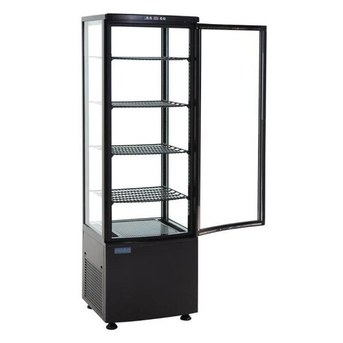 Polar Vitrine Réfrigérée Noire | Portes Incurvées | 235 Litres | 485x515x1690(h)mm