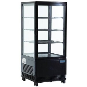 Polar Vitrine Réfrigérée Noire | 68 Litres | Eclairage | 3 Étagères | 386x428x885(h)mm