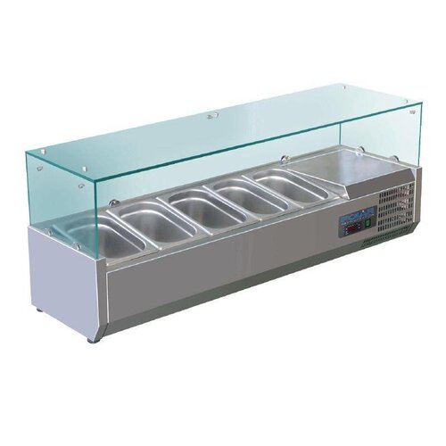 Polar Vitrine Réfrigérée Inox Pour 5x GN1/4 - 330(p)x1200(l)x435(h)mm Polar Vitrine Réfrigérée Inox Pour 5x GN1/4 - 330(p)x1200(l)x435(h)mm