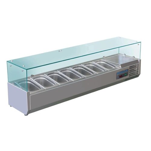 Polar Vitrine Réfrigérée Inox Pour 7x GN1/4 - 330(p)x1500(l)x435(h)mm