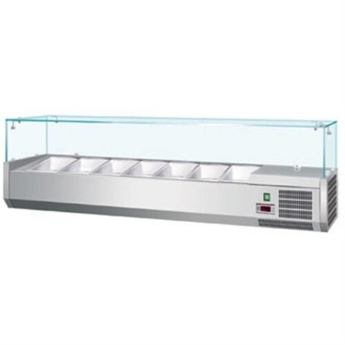 Polar Vitrine Réfrigérée Inox Pour 7x GN1/4 - 330(p)x1500(l)x435(h)mm