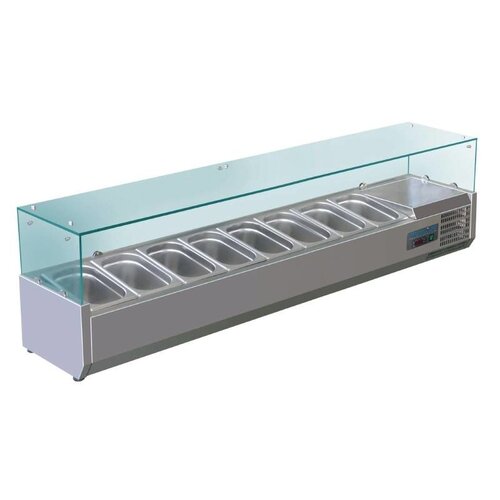 Polar Vitrine Réfrigérée Inox Pour 8x GN1/4 - 330(p)x1800(l)x435(h)mm