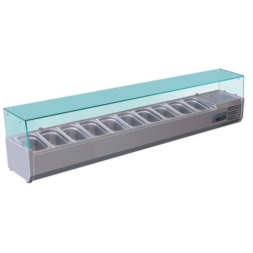 Polar Vitrine Réfrigérée Inox Pour 10x GN1/4 - 330(p)x2000(l)x435(h)mm