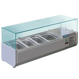 Polar Vitrine Réfrigérée Inox Pour 3x GN1/3 Et 1x GN1/2 - 395(p)x1200(l)x435(h)mm Polar Vitrine Réfrigérée Inox Pour 3x GN1/3 Et 1x GN1/2 - 395(p)x1200(l)x435(h)mm