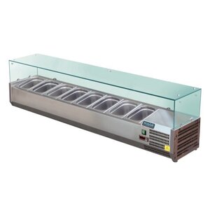 Polar Vitrine Réfrigérée Inox Pour 8x GN1/3 - 395(p)x1800(l)x435(h)mm Polar Vitrine Réfrigérée Inox Pour 8x GN1/3 - 395(p)x1800(l)x435(h)mm