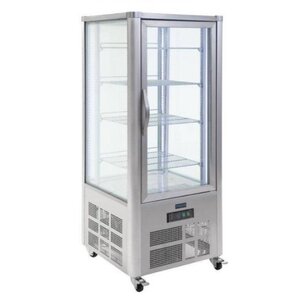 Polar Vitrine Réfrigérée INOX | Sur Roulettes | 400 Litres | 705x705x1800(H)mm