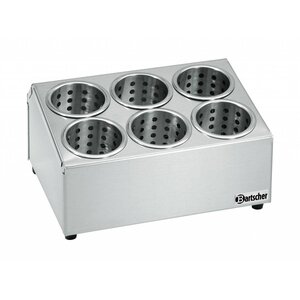 Bartscher Bac à Couverts Inox Pour 6 Récipients - 380x300x200(h)mm Bartscher Bac à Couverts Inox Pour 6 Récipients - 380x300x200(h)mm