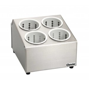 Bartscher Bac à Couverts Inox - Avec 4 Récipients Synthétique Blanc - 265x305x200(h)mm Bartscher Bac à Couverts Inox - Avec 4 Récipients Synthétique Blanc - 265x305x200(h)mm