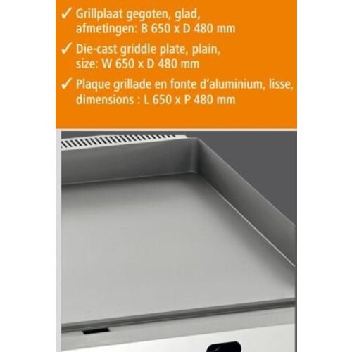Bartscher Plaque à Snacker Électrique Inox - Plaque Lisse - 8kW - 660x600x310(h)mm Bartscher Plaque à Snacker Électrique Inox - Plaque Lisse - 8kW - 660x600x310(h)mm