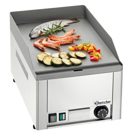 Bartscher Plaque à Snacker Électrique Inox - Plaque Lisse - 3kW - 325x540x295(h)mm