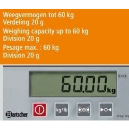 Bartscher Balance Digitale Max. 60kg- 320x300x42(h)mm