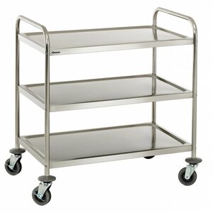 Bartscher Chariot De Service Inox - 3 Plateaux - 120kg - 920x600x945(h)mm