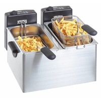 Friteuse Électrique Double | 2x 4 Litres | 2x 2,2kW | Paniers Inclus | 400x400x280(h)mm