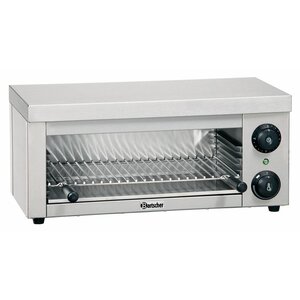 Bartscher Salamandre Électrique Inox - 2kW - Avec 1 Grill Et 1 Lèchefrite - 610x305x280(h)mm