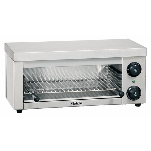 Bartscher Salamandre Électrique Inox - 2kW - Avec 1 Grill Et 1 Lèchefrite - 610x305x280(h)mm