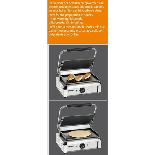 Bartscher Grill De Contact Électrique 'Panini' - Lisse/Lisse - 2200W - 410x370x200(h)mm