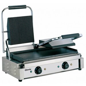 Bartscher Grill De Contact Électrique Double - Plaques Rainurée/Lisse - 3600W - 570x370x200(h)mm