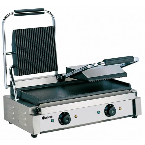 Bartscher Grill De Contact Électrique Double - Plaques Rainurée/Lisse - 3600W - 570x370x200(h)mm