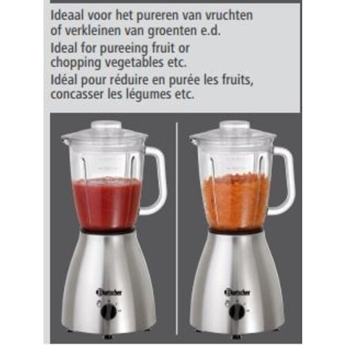 Bartscher Mixeur De Bar 2 Vitesses - Récipient En Verre - 400W - Ø220-420(h)mm