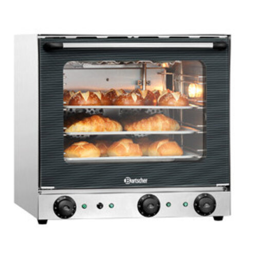 Bartscher Four à Convection AT120 | Grill Et Vapeur | 2 Moteurs | 2,67kW | 4 Plaques Inclus | 597x618x570(h)mm