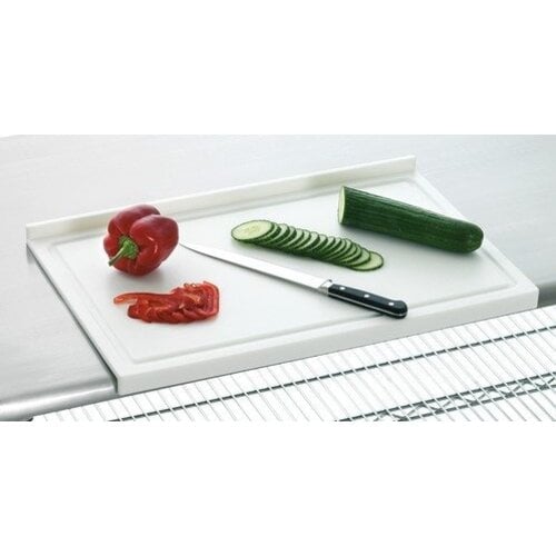 Bartscher Planche à Découper + Bord d'Arrêt - Plastique Blanc - 580x375x45(h)mm