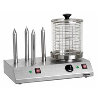 Machine à Hot-Dogs Inox - Avec 4 Plots Chauffés - 960W - 500x285x390(h)mm
