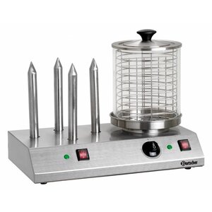 Bartscher Machine à Hot-Dogs Inox - Avec 4 Plots Chauffés - 960W - 500x285x390(h)mm