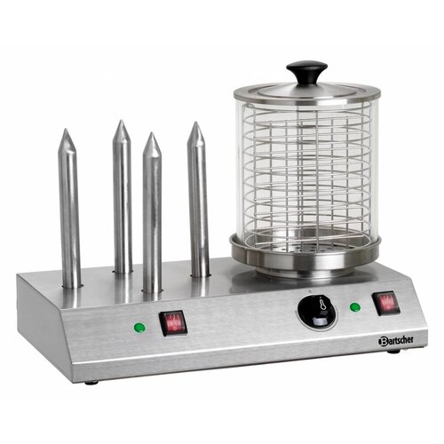 Bartscher Machine à Hot-Dogs Inox - Avec 4 Plots Chauffés - 960W - 500x285x390(h)mm