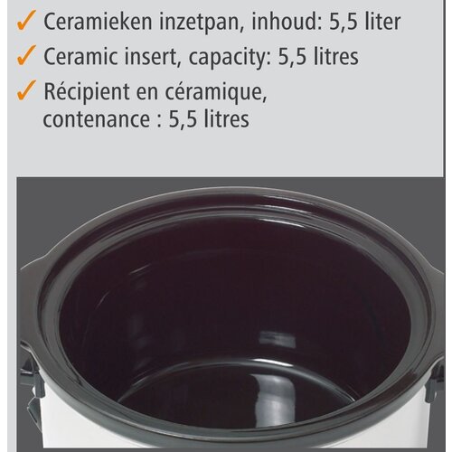 Bartscher Chauffe-Mets Rond - Aluminium - Récipient En Céramique - 5,5L - Ø245-276(h)mm