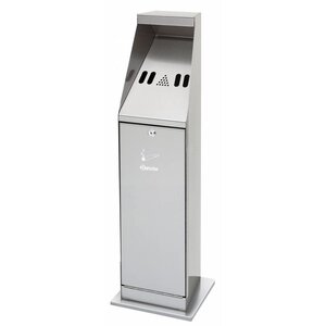 Bartscher Cendrier Sur Colonne Inox | 5,5 Litres | Facile à Vider | 240x240x870(h)mm
