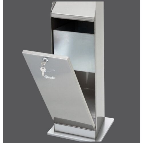 Bartscher Cendrier Sur Colonne Inox | 5,5 Litres | Facile à Vider | 240x240x870(h)mm
