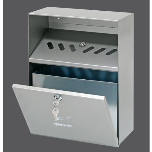 Bartscher Cendrier Mural Inox | 6,5 Litres | Facile à Vider | 280x140x373(h)mm