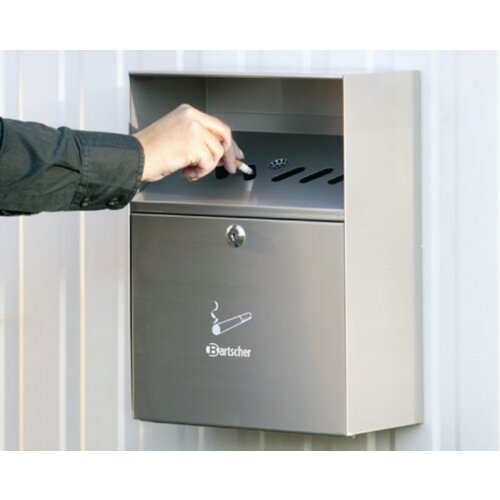 Bartscher Cendrier Mural Inox | 6,5 Litres | Facile à Vider | 280x140x373(h)mm