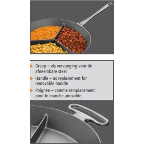 Bartscher Grande Poêle En 3 Parties - Fonte D'Acier - Manche Amovible - Ø800-120(h)mm