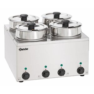 Bartscher Bain Marie à Sauce Inox | 4x 3,5 Litres | 600W | 415x415x320(h)mm