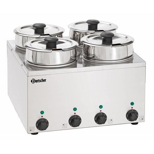 Bartscher Bain Marie à Sauce Inox | 4x 3,5 Litres | 600W | 415x415x320(h)mm