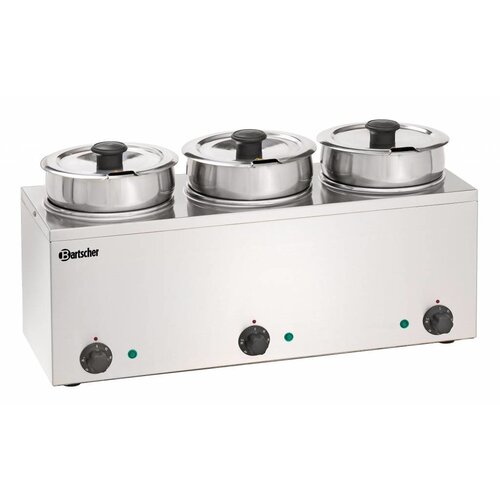 Bartscher Bain Marie à Sauce Inox | 3x 3,5 Litres | 450W | 610x210x320(h)mm Bartscher Bain Marie à Sauce Inox | 3x 3,5 Litres | 450W | 610x210x320(h)mm