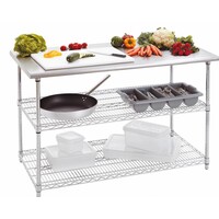 Table De Travail Inox - 2 Étagères Ajustables En Acier - 1300x690x880-900(h)mm