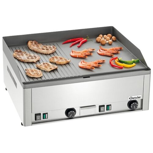 Bartscher Plaque à Snacker Électrique - Rainurée/Lisse - 6kW - 660x540x297-310(h)mm