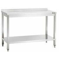 Table De Travail Inox + Étagère Basse + Bord 40mm - Hauteur 850-900mm - 1600(L)x600(P)mm