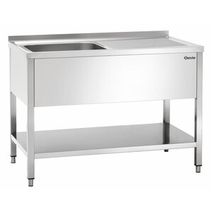Bartscher Table de Prélavage Inox Poli LUXE - 1 Bac à Droite - 1200x700x850-900(h)mm