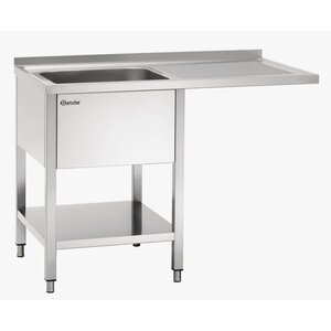 Bartscher Table de Prélavage Inox Poli LUXE - 1 Bac - Avec Passage Lave-Vaisselle à Droite - 1200x700x850-900(h)mm
