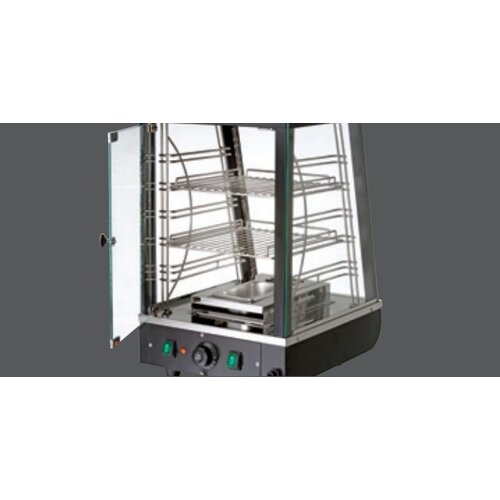 Bartscher Vitrine Chauffante Inox | 2 Grills | Porte Coulissante | Éclairage LED | 380x465x658(h)mm