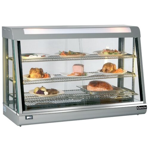 Bartscher Vitrine Chauffante Inox | 3 Grills | Portes Coulissantes | 373 Litres | 1200x480x810(h)mm