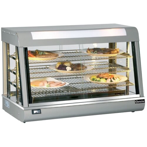 Bartscher Vitrine Chauffante Inox | 3 Grills | Portes Coulissantes | Éclairage LED | 900x4801x590(h)mm