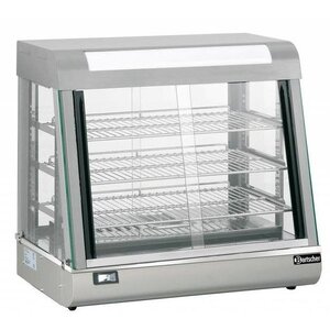 Bartscher Vitrine Chauffante Inox | 3 Grills | Portes Coulissantes | Éclairage LED | 660x437x655(h)mm